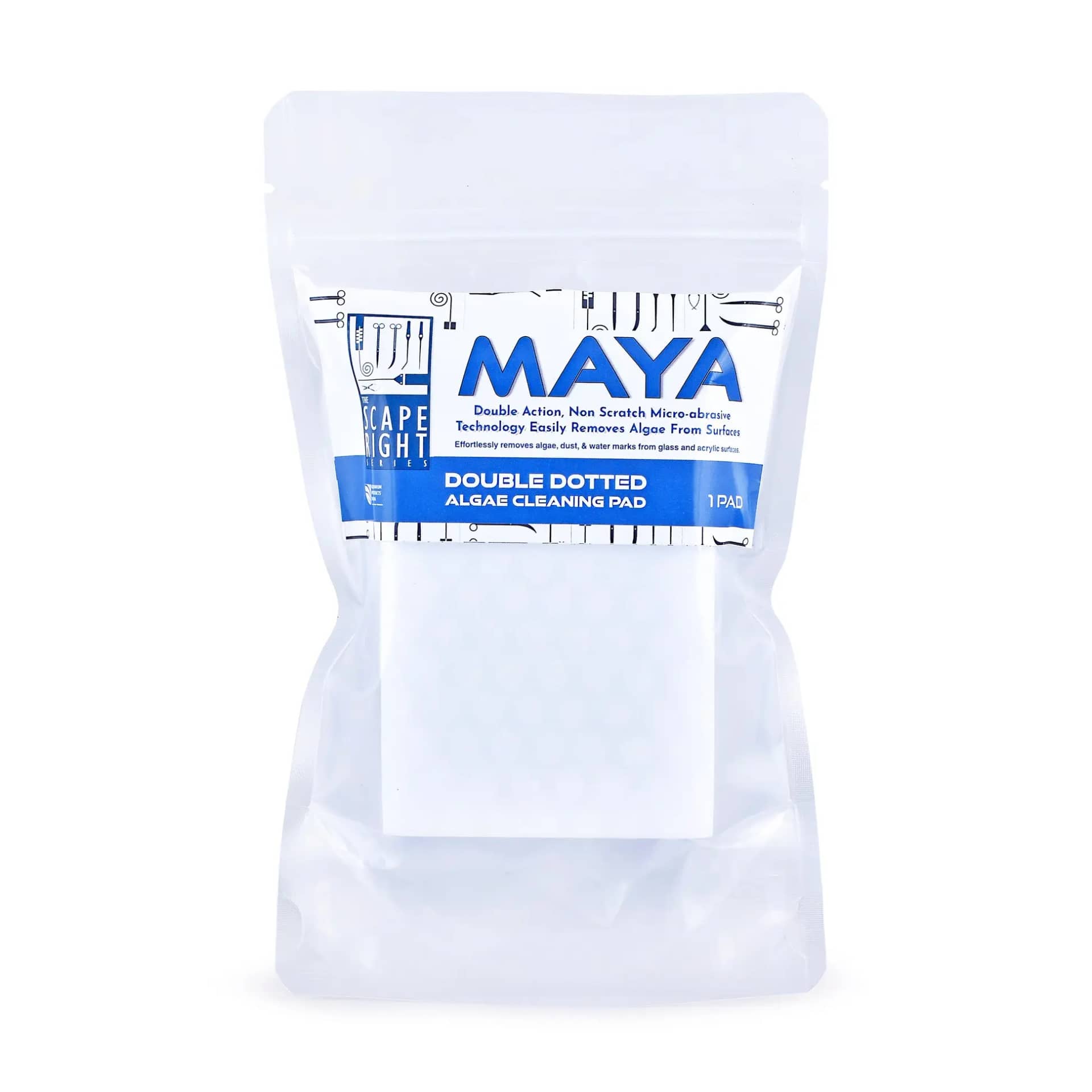 Maya Double Sided Algae Pad - double sided algae pad, aquarium algae remover, fish tank cleaning pad, reusable algae pad India, aquarium cleaning accessories, algae cleaning sponge, eco friendly aquarium scrubber, tank glass algae pad, marine aquarium algae pad, freshwater tank algae remover