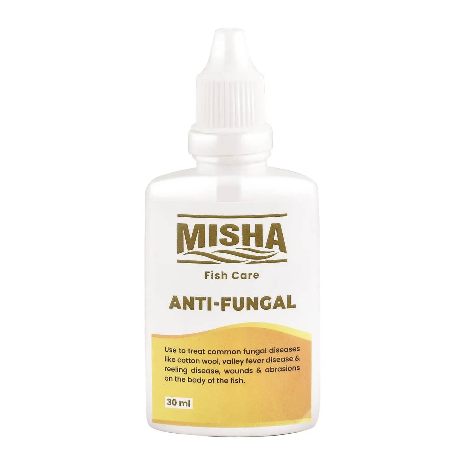 Misha Anti-Fungal – Effective Aquarium Fungal Treatment - 30ml - Misha Anti-Fungal, aquarium anti fungal treatment, fish fungal infection cure India, freshwater fish disease remedy, liquid anti fungal aquarium, fish health supplement India, aquarium medication Hindi, free shipping aquarium products Rs 450