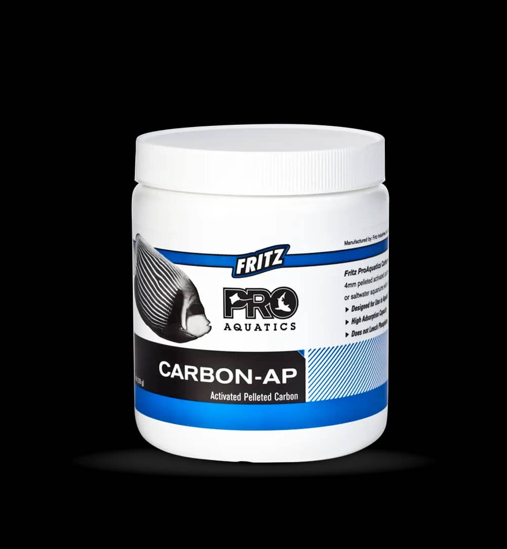 FritzPro Carbon AP, activated pellet carbon, aquarium activated carbon, 4 mm carbon pellets, freshwater carbon media, saltwater carbon filter, phytate-free carbon, high-density carbon pellets, FritzPro carbon pellets, filter media reactor carbon