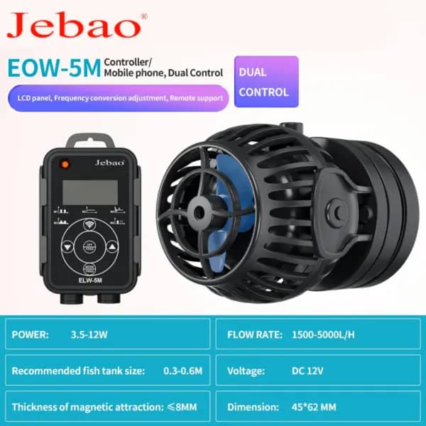 Jebao EOW-22M Wave Maker with App Control - Jebao EOW-22M wave maker, aquarium wave maker India, Wi-Fi wave pump, wave maker with app control, marine aquarium wave maker, reef tank wave pump, low voltage DC wave maker, customizable aquarium currents, remote controlled wave maker, wave maker for freshwater tanks, Jebao wave maker specifications