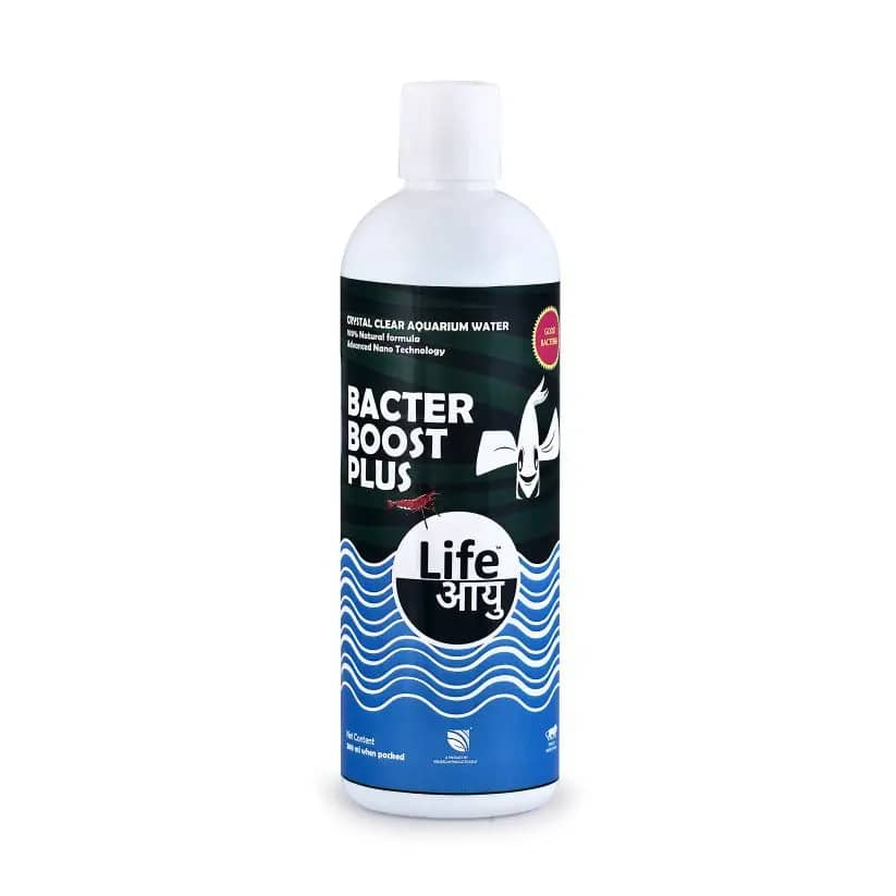Buy Life AAYU Bacter Boost Plus, aquarium beneficial bacteria India, ammonia control aquarium, natural bacteria starter, shrimp safe bacteria supplement, fish tank cycling liquid, 50ml aquarium bacteria, 100ml aquarium bacteria booster, 200ml fish tank bacteria, clear water bacteria supplement