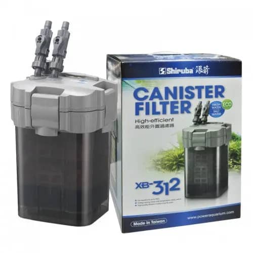 Shiruba XB-312 external canister filter, Shiruba canister filter India, aquarium filters for 300L tank, energy efficient aquarium filter, high flow canister filter India, press-to-prime canister filter, Taiwan-made aquarium filter, Shiruba filter XB312 features