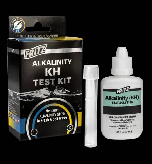 Fritz alkalinity test kit, KH test kit, carbonate hardness test, aquarium alkalinity test, pH buffer tester, freshwater KH test, marine KH test kit, 150 test alkalinity kit, Fritz Aquatics KH, precise KH measurement