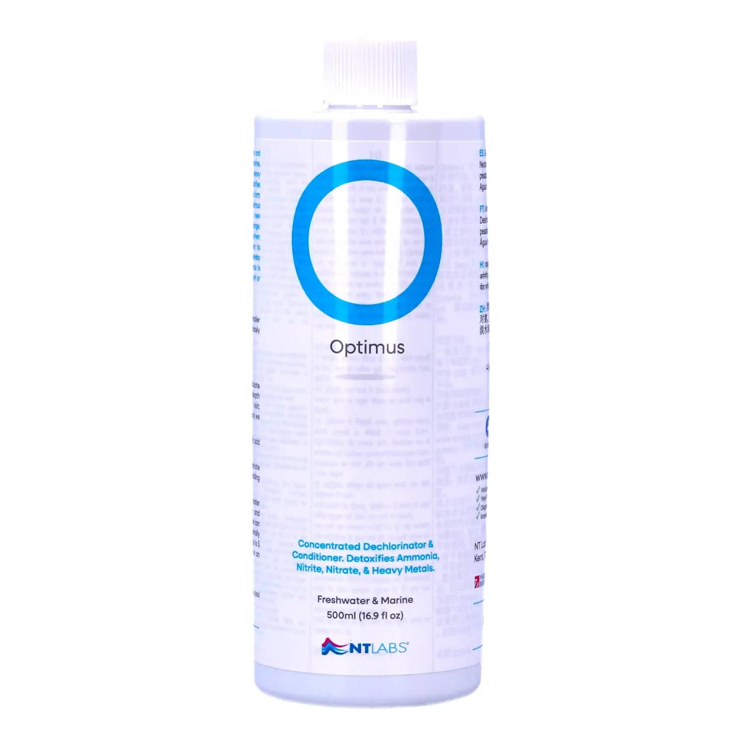 NT Labs Optimus Water Conditioner Dechlorinator Ammonia Remover | 500ml - NT Labs Optimus India, aquarium dechlorinator India, fish tank water conditioner, ammonia remover for aquarium, chloramine neutralizer for fish tank, marine water conditioner India, freshwater dechlorinator, heavy metal detoxifier for aquarium, prevent new tank syndrome, best water conditioner for saltwater fish