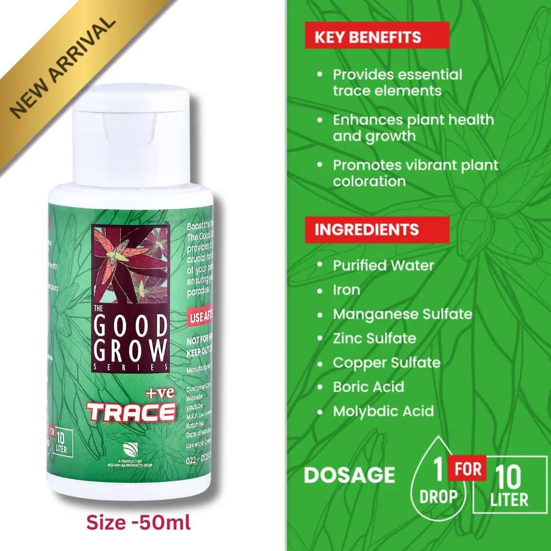 The Good Grow Series TRACE 50ML - trace elements for aquarium plants, aquarium plant health fertilizer, boost plant growth aquarium, TRACE nutrient solution, enhance aquatic plant coloration, aquatic plant care products
