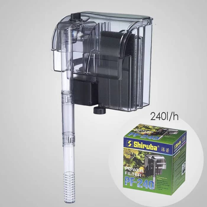 shiruba PF240 filter, hang on filter for 40L aquarium, Shiruba PF240 hang-on back filter, aquarium filter India, best hang on filter India, Shiruba aquarium accessories, filter for nano tank, low wattage aquarium filter, Taiwan made aquarium filter India