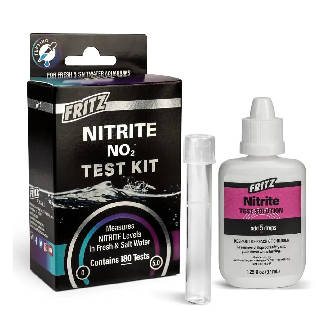 Fritz nitrite test kit, liquid nitrite test, aquarium nitrite test, freshwater nitrite kit, saltwater nitrite test, 180 test nitrite kit, accurate nitrite measurement, Fritz Aquatics nitrite, nitrogen cycle test, aquarium water chemistry test