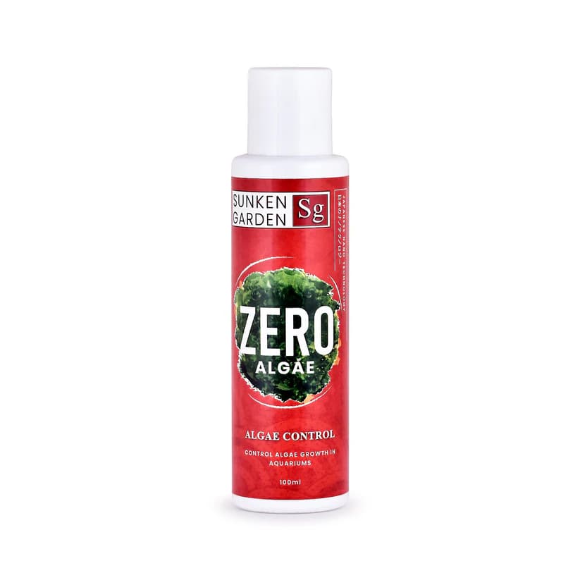 Buy Sunken Garden Zero Algae, aquarium algae remover India, fish safe algae treatment, planted tank algae control, hair algae remover aquarium, green algae treatment India, diatom remover aquarium, algae control for aquascaping, shrimp safe algae treatment, clear water algae solution aquarium