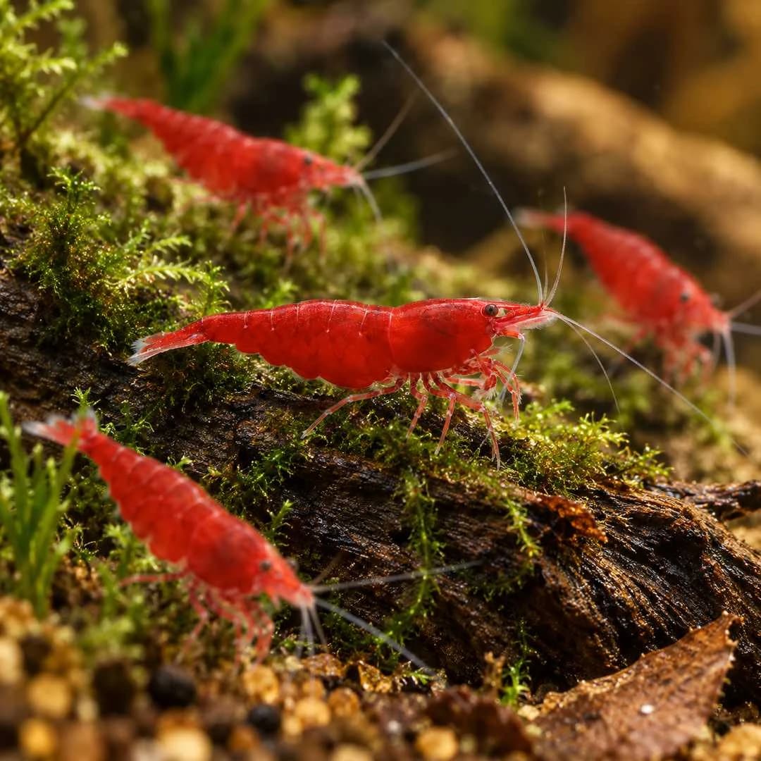 Fire Red Shrimp India, buy Fire Red Shrimp, Fire Red Cherry Shrimp, Neocaridina davidi, red freshwater shrimp India, Fire Red Shrimp Bangalore, red shrimp for planted aquarium, beginner aquarium shrimp, Fire Red Shrimp care, Neocaridina shrimp water parameters, Fire Red Shrimp breeding, live aquarium shrimp India