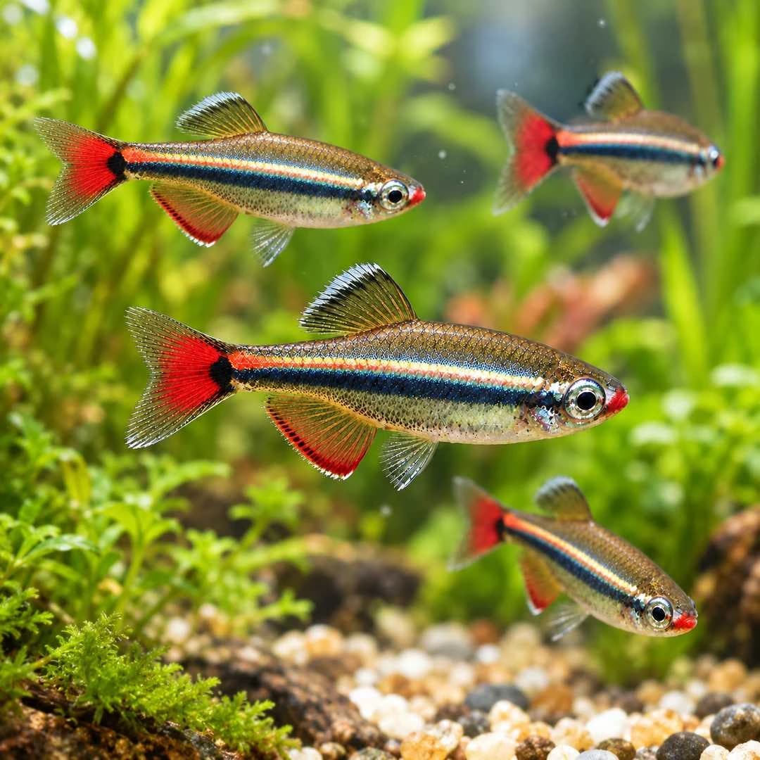 White Cloud Mountain Minnow India, buy White Cloud Mountain Minnow, Tanichthys albonubes, White Cloud Minnow fish, White Cloud Mountain Minnow aquarium fish, peaceful schooling fish for planted aquarium, small freshwater community fish, White Cloud Mountain Minnow care, White Cloud Minnow temperature and pH, White Cloud Mountain Minnow group size, live aquarium fish Bangalore