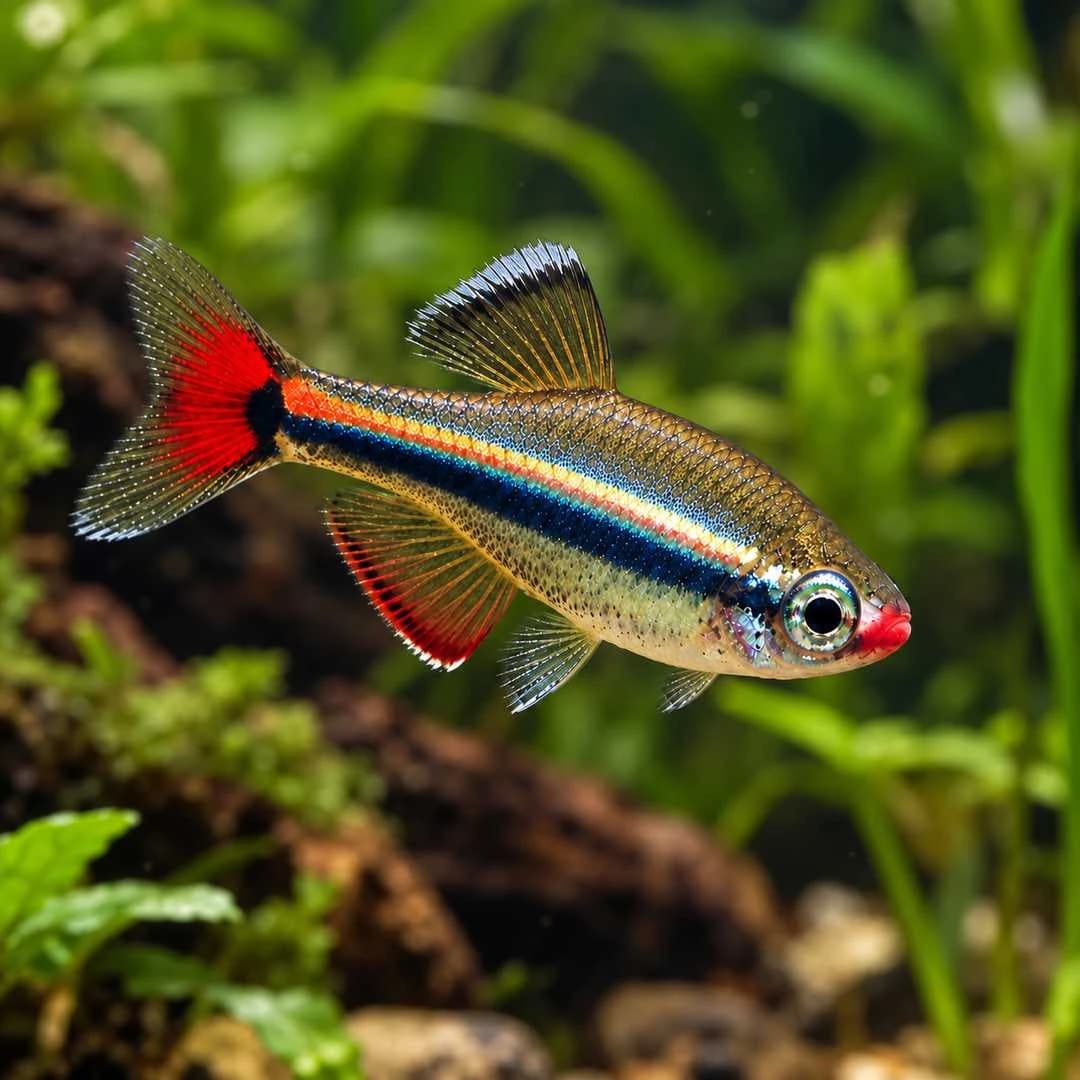White Cloud Mountain Minnow India, buy White Cloud Mountain Minnow, Tanichthys albonubes, White Cloud Minnow fish, White Cloud Mountain Minnow aquarium fish, peaceful schooling fish for planted aquarium, small freshwater community fish, White Cloud Mountain Minnow care, White Cloud Minnow temperature and pH, White Cloud Mountain Minnow group size, live aquarium fish Bangalore