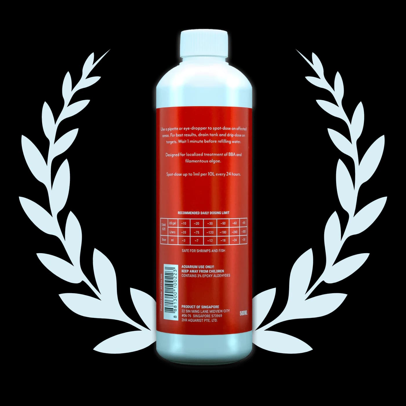 APT Fix, algae control, spot dose algae treatment, remove BBA, hair algae solution, epoxy-aldehyde algae control, biodegradable algae remover, plant safe algae treatment, filamentous algae remedy, 2Hr Aquarist Fix, gentle algae spot dose, aquarium algae spot treatment