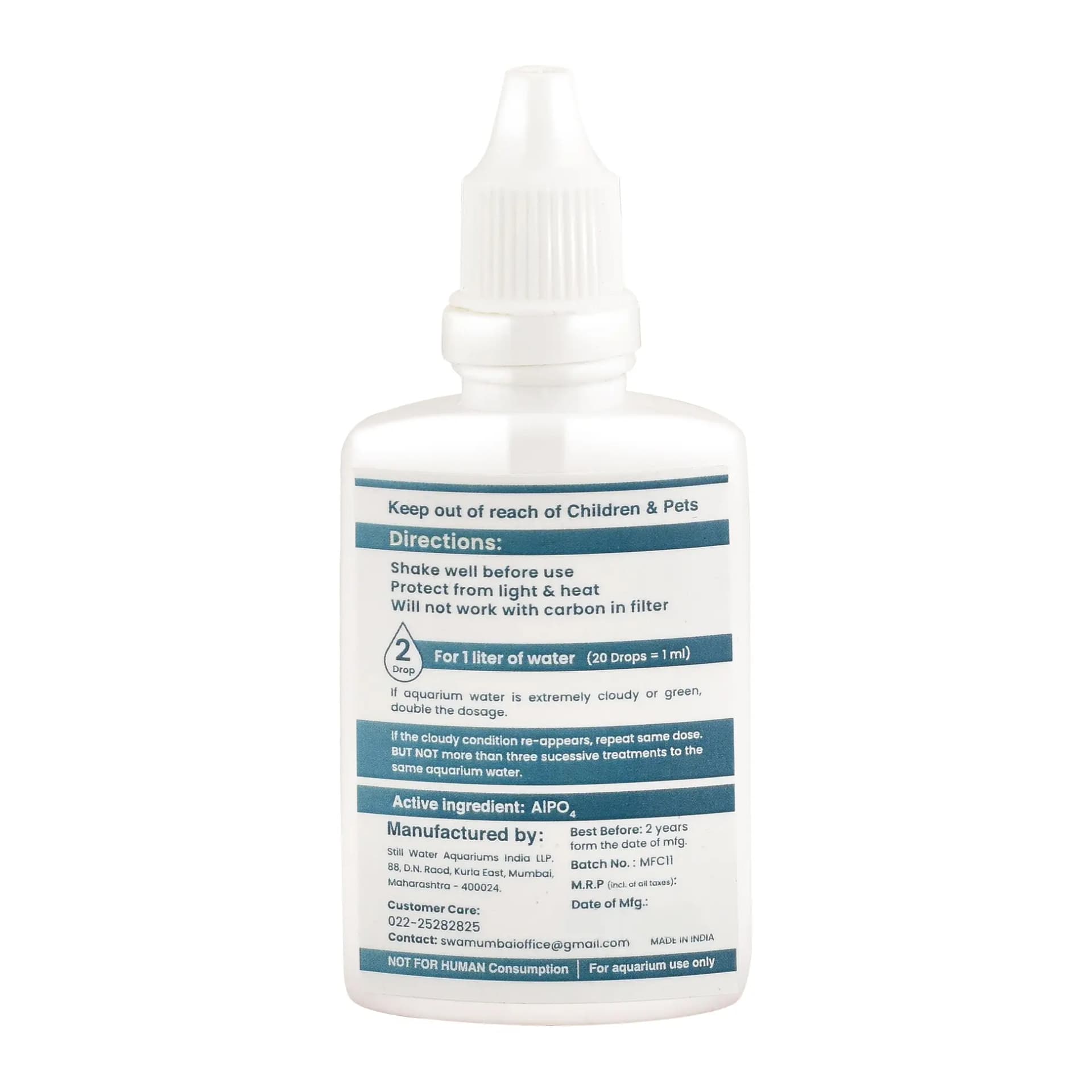 Misha Ammo Clear - 30ml - Misha Amo Clear, aquarium water conditioner India, ammonia neutraliser, freshwater tank water conditioner, clear aquarium water, Indian aquarium supplies, liquid water conditioner, fish tank water stabiliser, pH stabiliser for aquariums, best water conditioner India