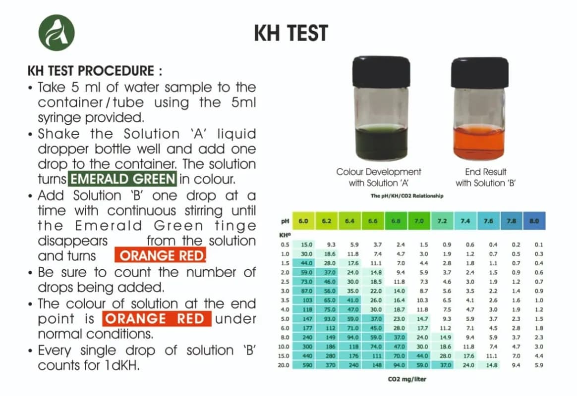 Buy Aquavascular KH Test Kit, aquarium KH tester, carbonate hardness test kit, freshwater alkalinity test, planted tank KH monitoring, shrimp tank KH test, aquarium pH stability test, KH titration kit India, fish tank water hardness tester, aquarium water parameter test kit