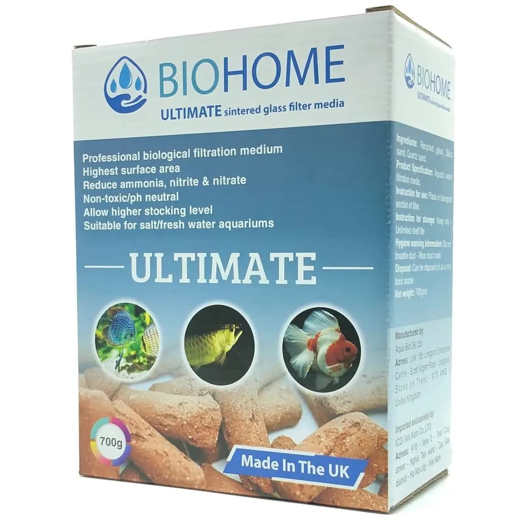 Biohome Ultimate, sintered glass filter media, biological filter media, aquarium bio media, full-cycle filtration, nitrate reducing media, canister filter media, pond filter media, freshwater aquarium filter media, saltwater bio media, trace element filter media, inert filter media, premium biofilter pellets