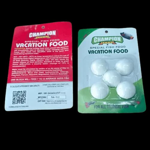 Buy Champion Fish Vacation Food – 5 pcs in Packet, CHAMPION Vacation Fish Food - 14-Day Auto Feeder, Buy champion Vacation Fish Food - Slow Release 30g Block online