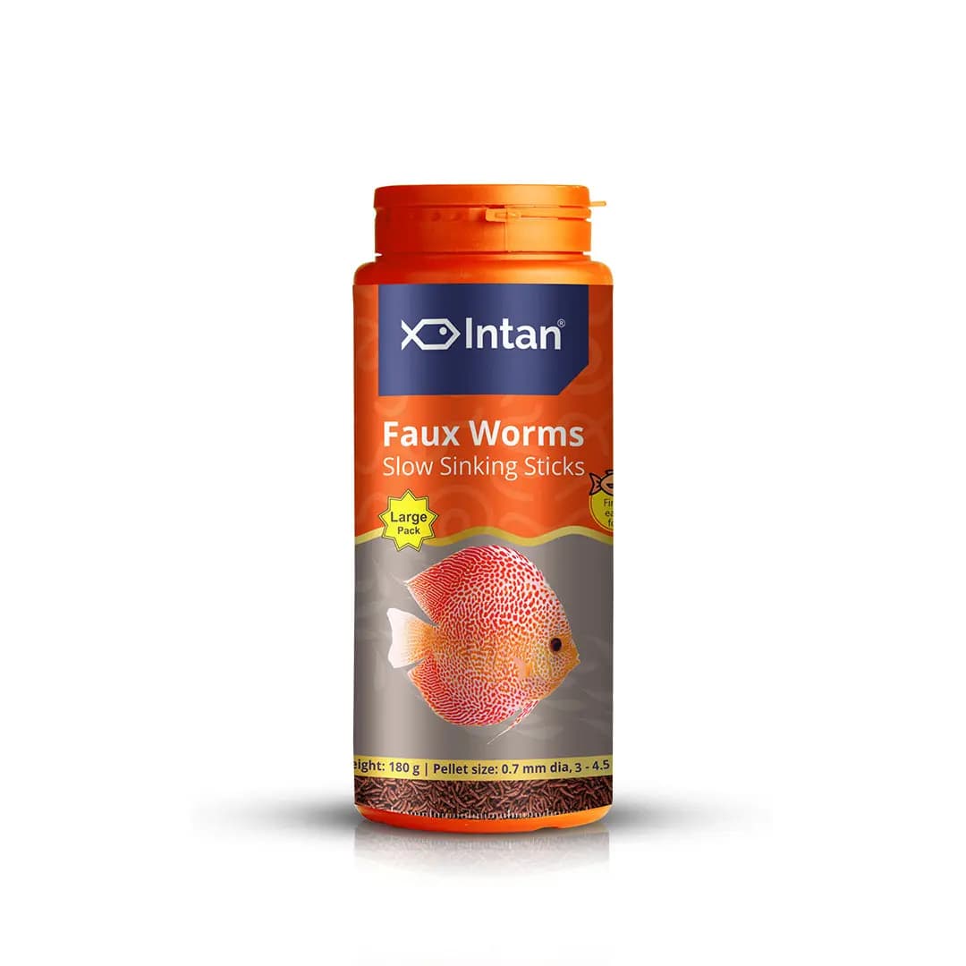Intan Faux Worms - Slow Sinking Fish Food - Intan Faux Worms, slow sinking fish food India, live food replacement for discus, artificial worm fish food, Antarctic krill fish food, garlic infused fish food, best food for loaches and cichlids, parasite resistance fish food, high protein sinking sticks for aquarium fish