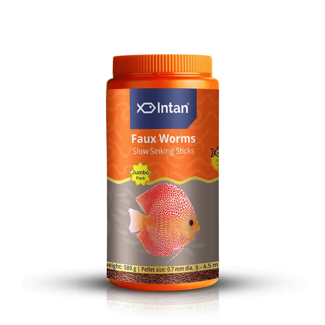 Intan Faux Worms - Slow Sinking Fish Food - Intan Faux Worms, slow sinking fish food India, live food replacement for discus, artificial worm fish food, Antarctic krill fish food, garlic infused fish food, best food for loaches and cichlids, parasite resistance fish food, high protein sinking sticks for aquarium fish