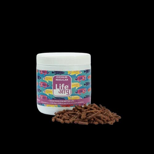 Buy Life AAYU Cichlid Regular, cichlid food India, African cichlid pellets, American cichlid diet, spirulina cichlid food, floating pellets for cichlids, mbuna fish food, peacock cichlid food, angelfish pellet diet, aquarium cichlid food