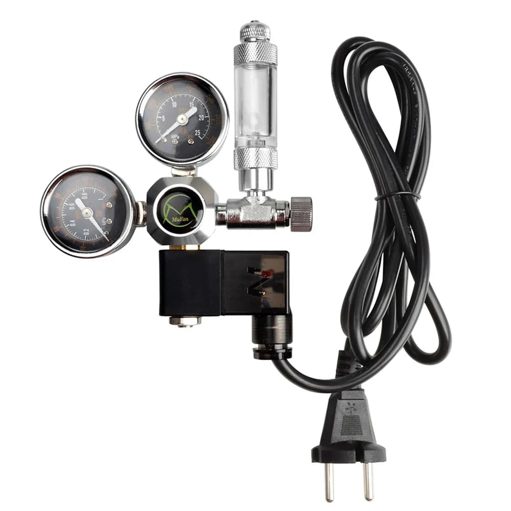 Mufan Dual Gauge Large CO2 Regulator With Solenoid &amp; Bubble Counter