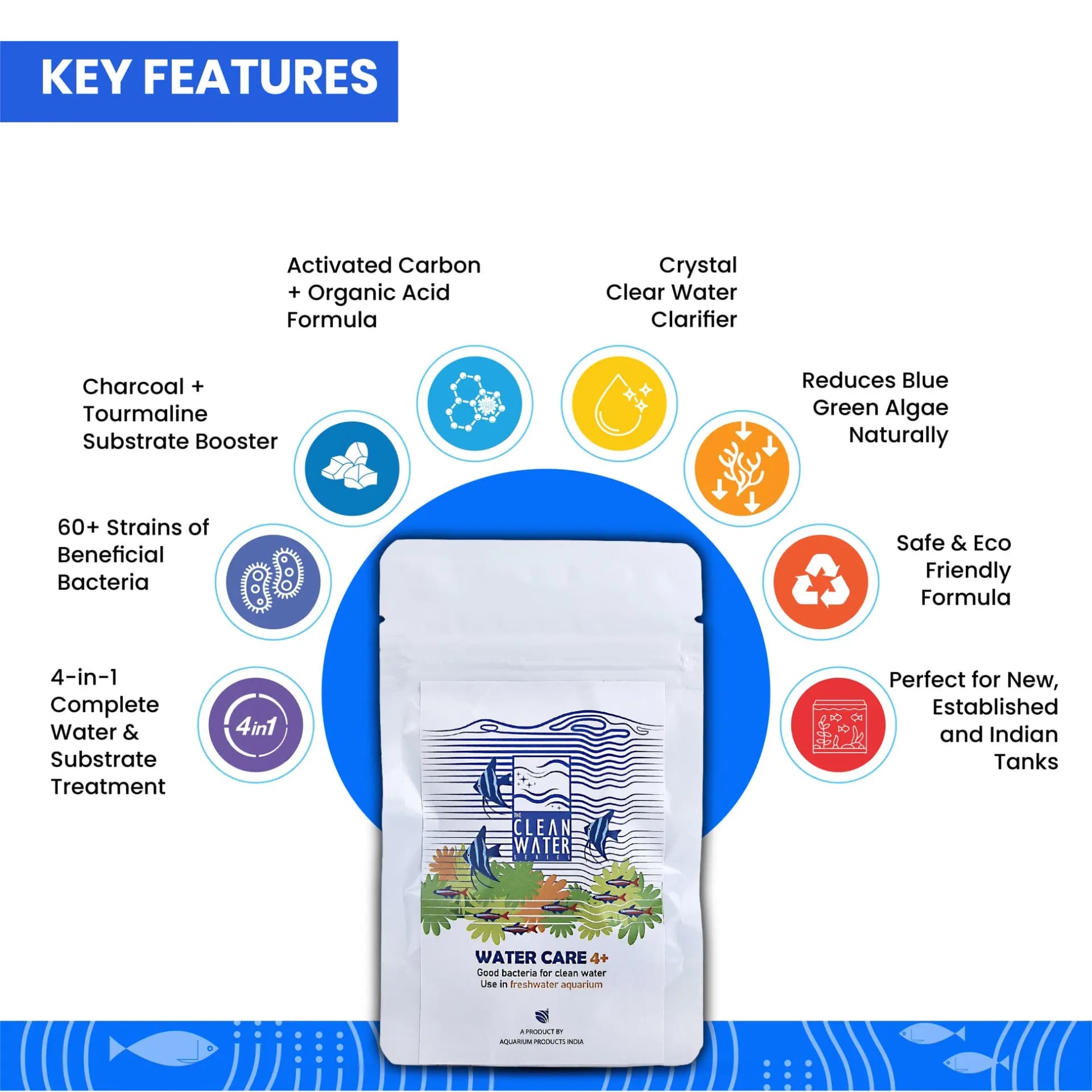 TCWS Watercare 4 - Premium Aquarium Water Care Solution - TCWS Watercare 4, aquarium water care, fish tank water conditioner, aquarium water treatment, healthy aquarium water, water quality solution, fish health product India, aquatic environment care, aquarium maintenance India, water clarity solution
