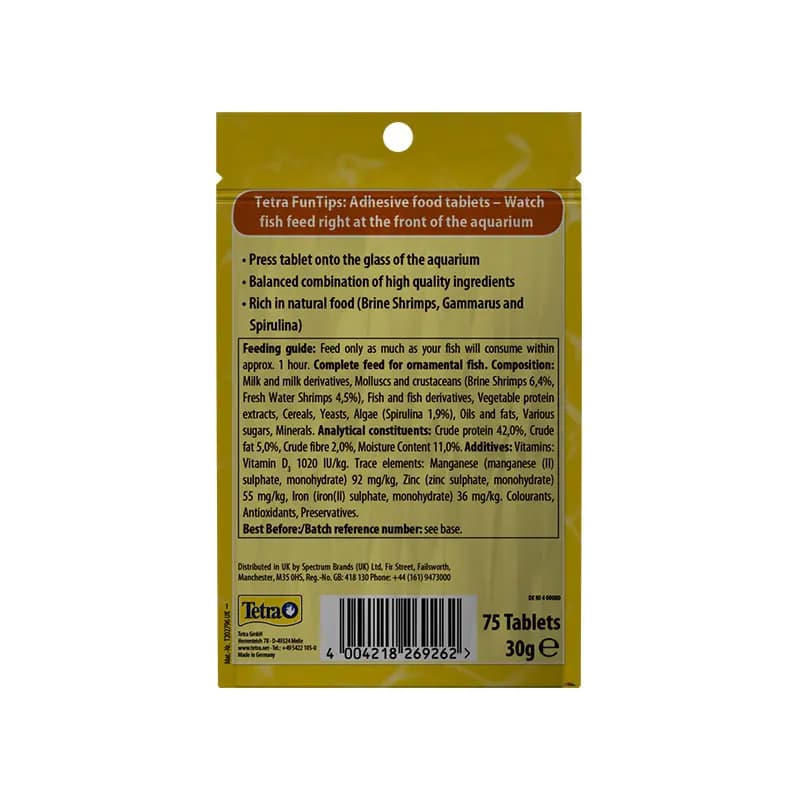 Buy Tetra FunTips Tablets, Tetra FunTips 20 tabs, Tetra FunTips 75 tabs, adhesive fish food tablets, interactive fish feeding India, Tetra sticky fish food, food for shrimps and bottom dwellers, aquarium fish tablets India, best community fish food, Tetra FunTips online India
