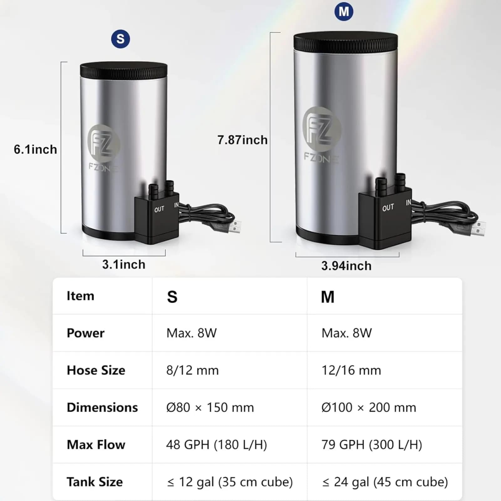 FZone External Canister Filter - external canister filter for nano tank, stainless steel aquarium filter, USB powered fish tank filter, small aquarium canister filter India, nano tank filtration system, quiet external filter for desktop aquarium, multi stage aquarium filter, stainless steel canister filter price India