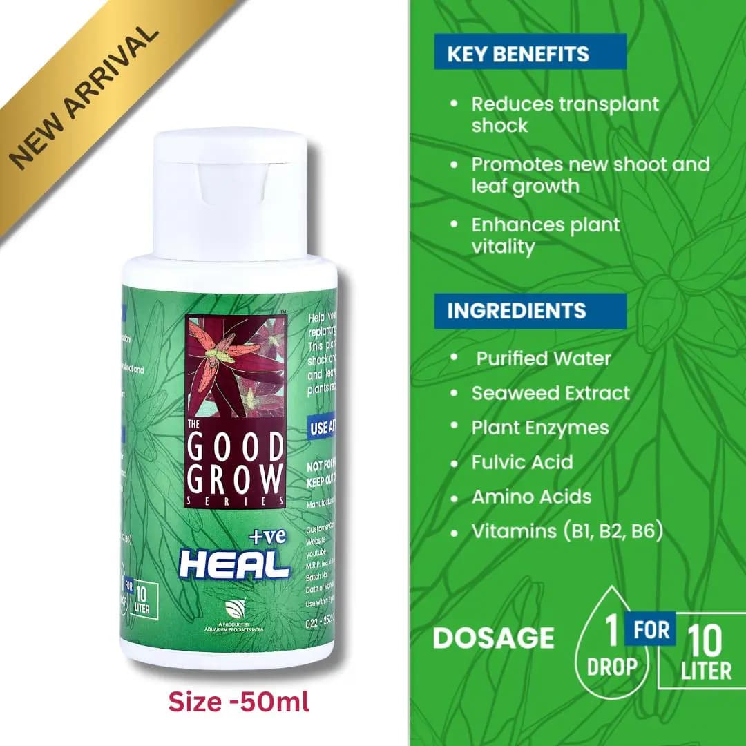 The Good Grow Series HEAL 50ml - aquarium plant recovery, aquatic plant shock treatment, plant growth booster India, aquascape plant enzyme, freshwater plant care, new plant growth aquarium, plant trimming recovery solution, aquarium plant health supplement, aquatic plant vitality enhancer, The Good Grow Series HEAL, 50ml plant supplement, planted tank recovery, plant stress reducer aquarium