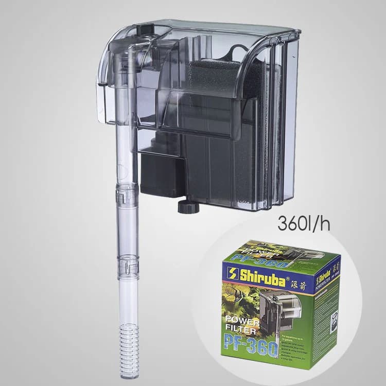 shiruba PF360 filter, hang on filter 60L aquarium, Shiruba PF360 hang-on back filter, aquarium filter India, best hang on filter India, Shiruba aquarium accessories, filter for medium nano tank, energy efficient aquarium filter, Taiwan made Shiruba filter India