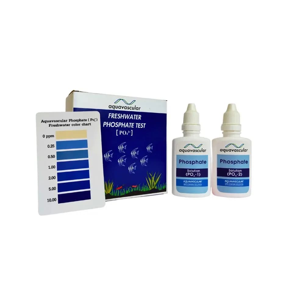 Buy Aquavascular phosphate test kit, freshwater PO4 test, aquarium phosphate tester, planted tank phosphate testing, aquarium nutrient test kit, shrimp tank phosphate test, algae control phosphate test, aquarium water testing India, aquascaping phosphate kit, aquarium liquid reagent PO4 test