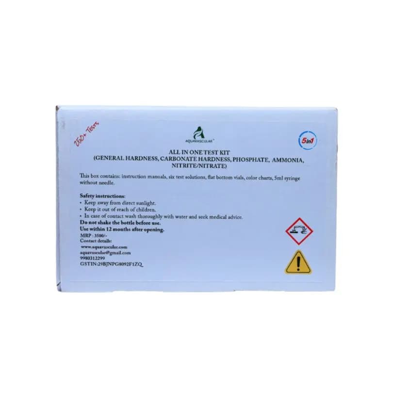 Buy Aquavascular Ultimate Freshwater Test Kit, aquarium water test kit India, planted tank test kit, freshwater parameter tester, aquarium pH ammonia nitrite nitrate test, aquatic test kit high accuracy, aquarium water quality monitoring, shrimp tank water test kit, aquascaping water parameters, freshwater liquid reagent test kit