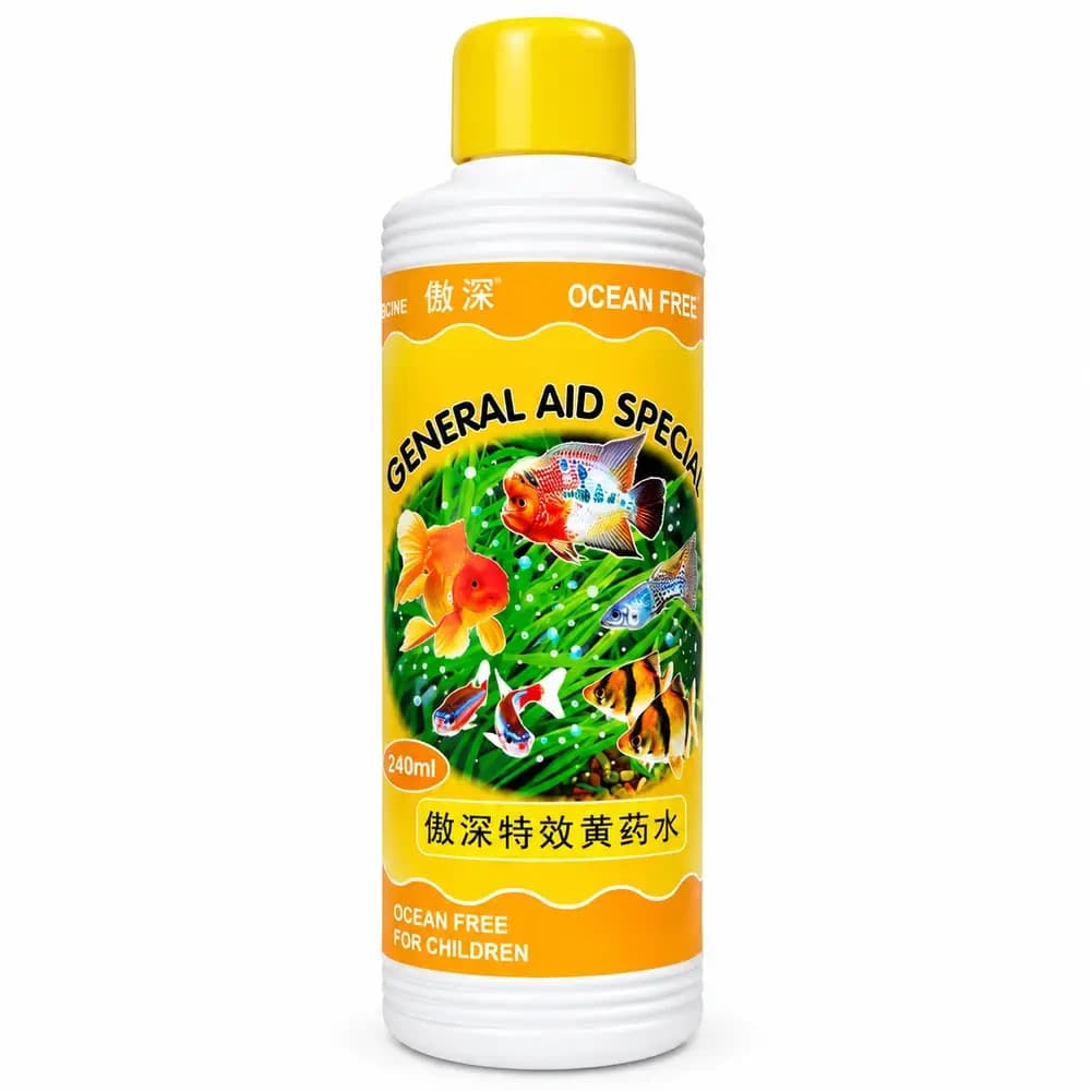 Ocean Free General AidSpecial 240 ml, Ocean Free General Aid Special, general aquarium aid, aquarium treatment 240 ml, fish tank treatment India, aquarium care product, aquarium medicine dosage, aquarium treatment for fish tank