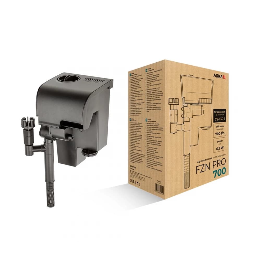 Aquael FZN PRO 700 Hang On Cascade Filter for Aquarium 75-130L - hang on cascade filter, Aquael cascade filter, aquarium cascade filter India, quiet aquarium filter 700l/h, 75-130L aquarium filter, nano tank cascade filter, marine tank filtration, 6.2W aquarium filter, bulk media filter chamber, adjustable intake tube filter, home aquarium filtration, silent aquarium filtration, 32dB filter, customisable aquarium filter