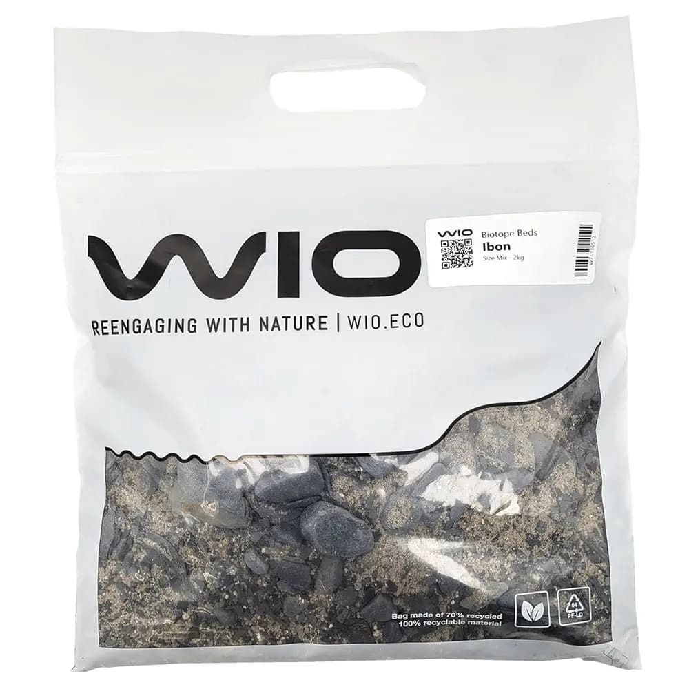 Buy WIO Ibon Biotope Bed Mix India online, biotope aquarium substrate India, natural riverbed substrate aquarium, WIO biotope bed mix 2kg, nature aquarium substrate, freshwater biotope sand mix, inert aquarium substrate India, biotope aquascaping materials
