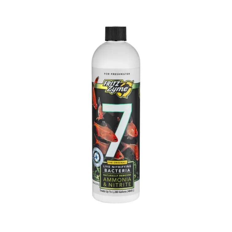 FritzZyme 7, nitrifying bacteria, live nitrifying bacteria, aquarium cycle booster, ammonia remover bacteria, nitrite control, biofilter seed bacteria, freshwater cycling bacteria, room-temperature stable bacteria, aquarium bacteria helps fishless cycle