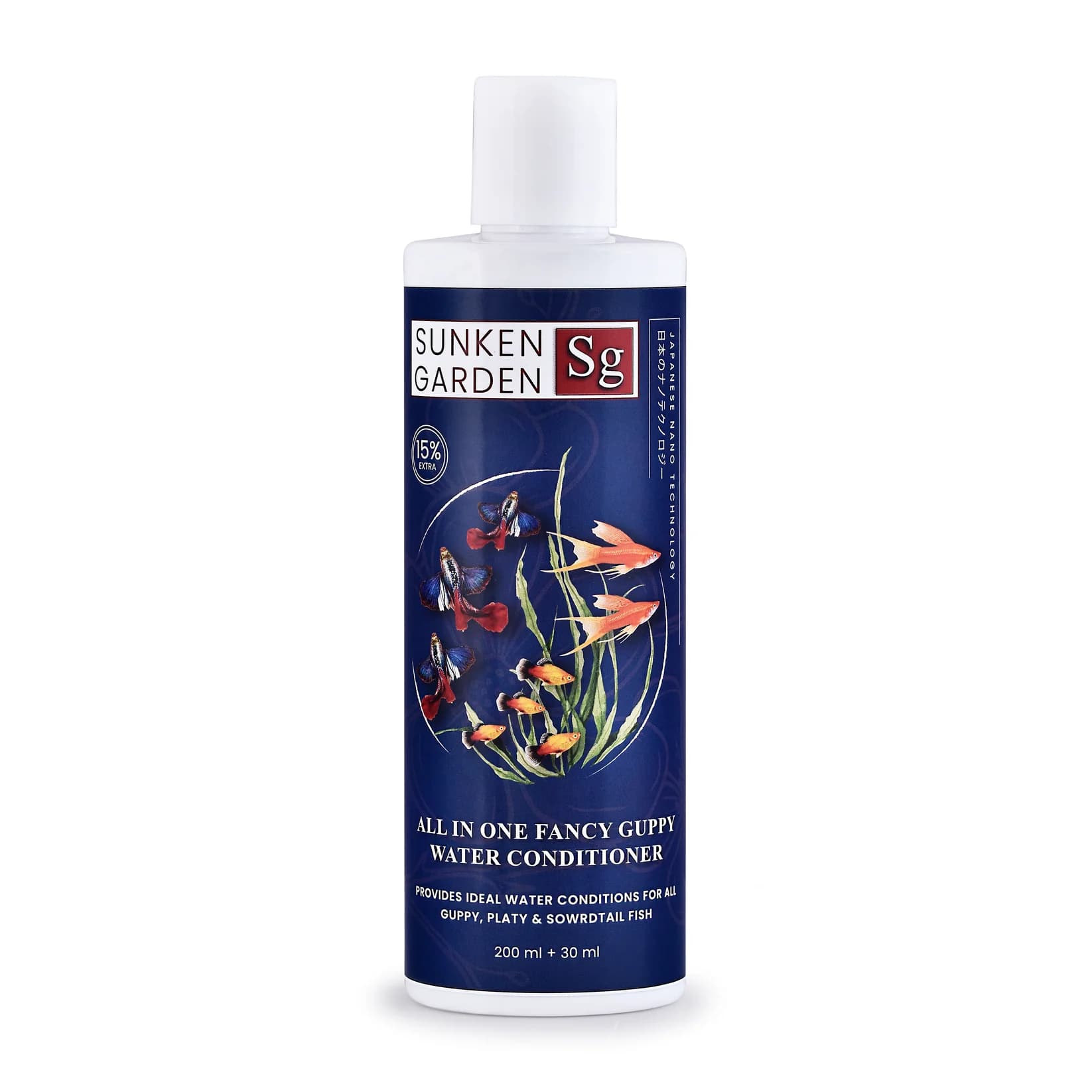 Buy Sunken Garden Fancy Guppy Water Conditioner, guppy water conditioner India, all-in-one guppy conditioner, livebearer water conditioner, guppy fin protection water treatment, Indian tap water aquarium conditioner, guppy tank pH stabiliser, guppy breeding tank conditioner, fancy guppy colour enhancer, tropical fish water conditioner India, safe water conditioner for shrimp and plants
